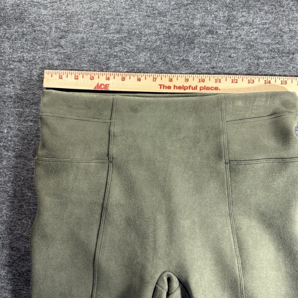 Spanx Leggings Pants Womens Large Green Pull On Stretch Faux Suede - Picture 4 of 6